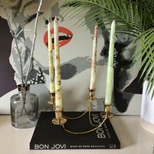 Brass 4-Arm Candelabra Candle Holder Vintage Decorative Piece For Home Or Event